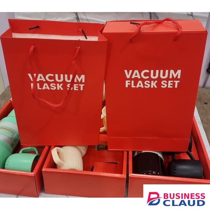 VACUUM FLASK Red gift box 450ml thermocup +3 free cups