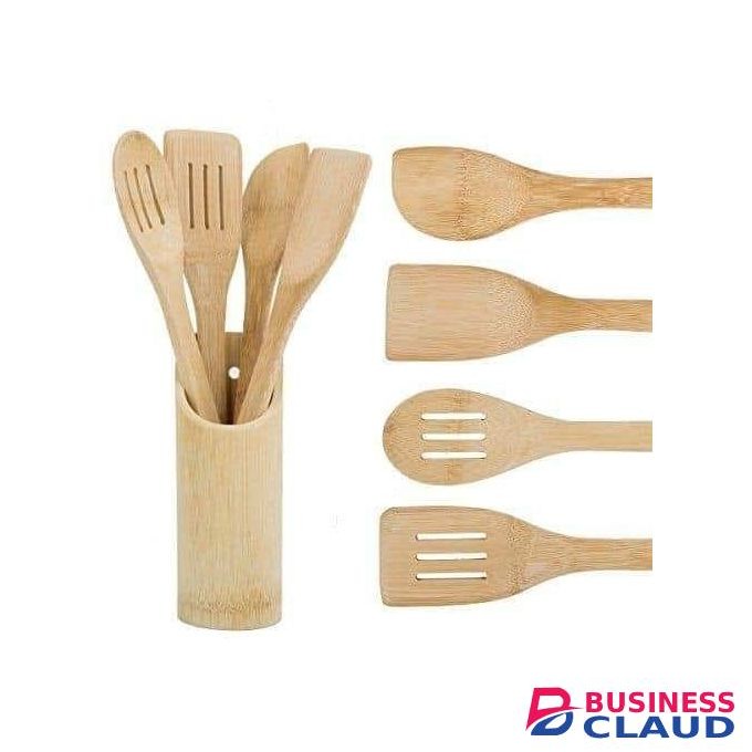 4pcs Wooden Cooking Sticks With Wooden Stand
