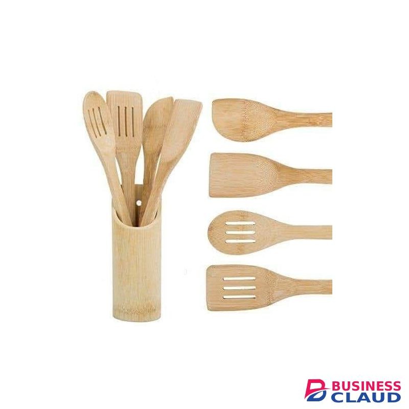 4pcs Wooden Cooking Sticks With Wooden Stand