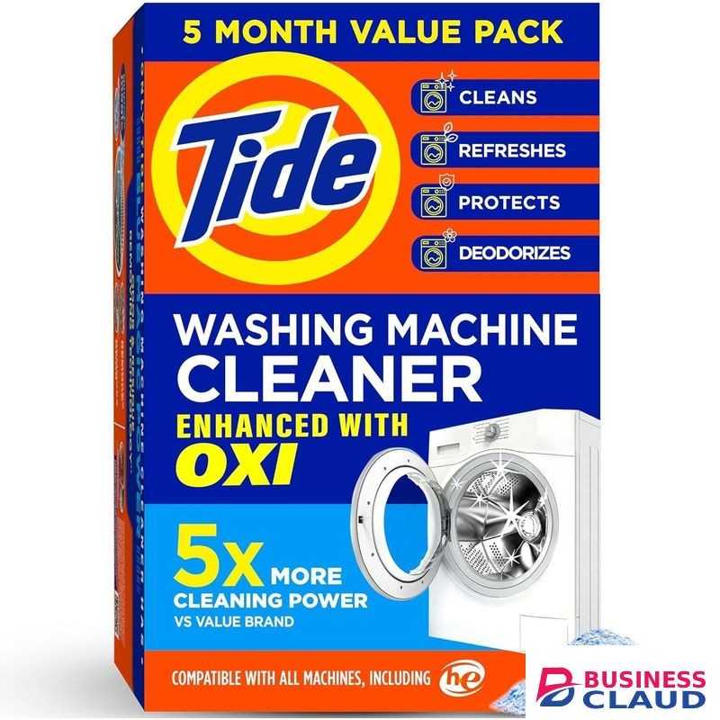 Tide Washer Machine Cleaner with Oxi for Front and Top Loader Washer Machines, Deep Cleaning Residue & Odor Eliminator, 5 Month Supply