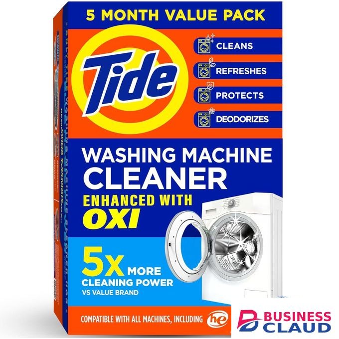 Tide Washer Machine Cleaner with Oxi for Front and Top Loader Washer Machines, Deep Cleaning Residue & Odor Eliminator, 5 Month Supply