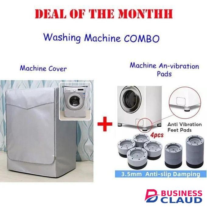 Front Load Washing Machine Cover + Anti-Vibration Pads (4pcs)