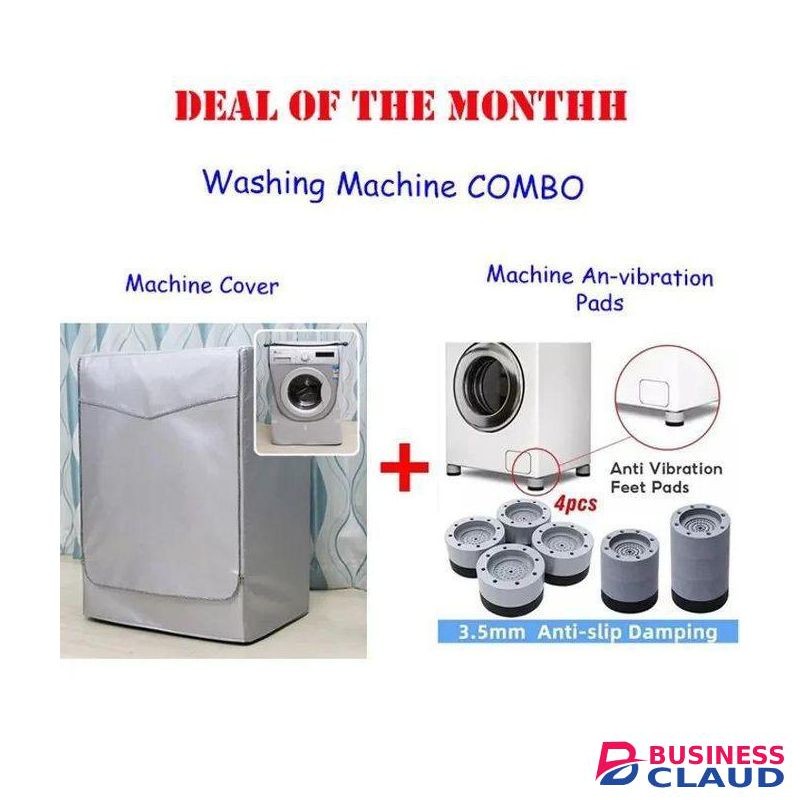 Front Load Washing Machine Cover + Anti-Vibration Pads (4pcs)