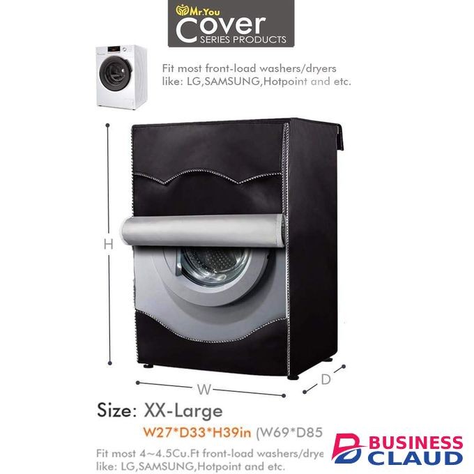 Waterproof Front Load Washing Machine Cover - Dust-Proof & Sun-Protection Zippered Protector for Automatic Washers