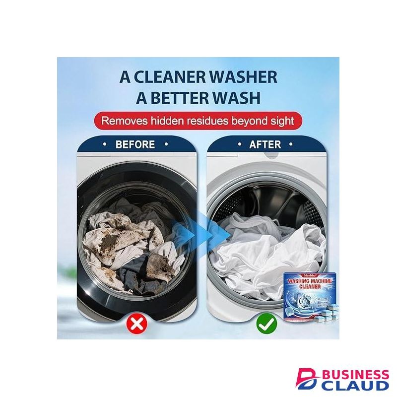 Washing Machine Cleaner Tablets 12 Pack - Deep Cleaning & Descaler for HE Front Load & Top Load Washers, Removes Odor, Residue & Pet Hair, Septic Safe, Eco-Friendly Deodorizer