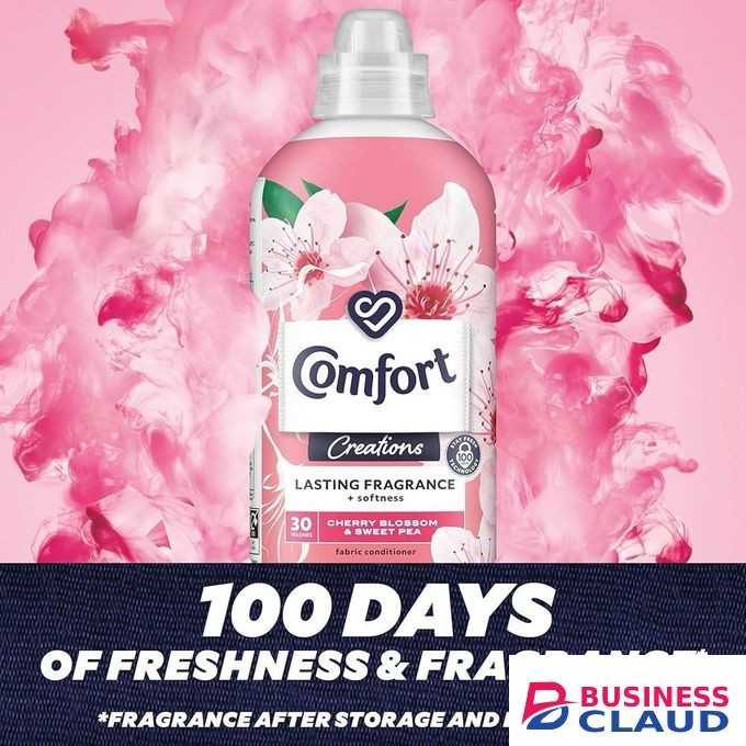 Comfort Cherry Blossom & Sweet Pea all-day odour defence for your clothes Fabric Conditioner for long-lasting freshness and fragrance + softness 30 Wash