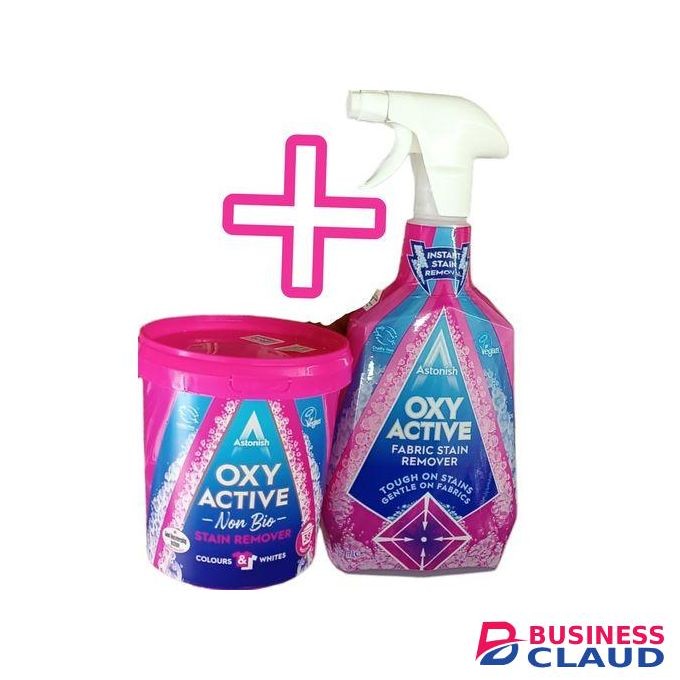 Astonish Oxy Active Non Bio Colours & Whites 600g + Fabric Stain Remover-750ml