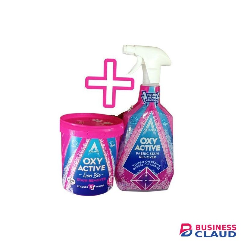 Astonish Oxy Active Non Bio Colours & Whites 600g + Fabric Stain Remover-750ml