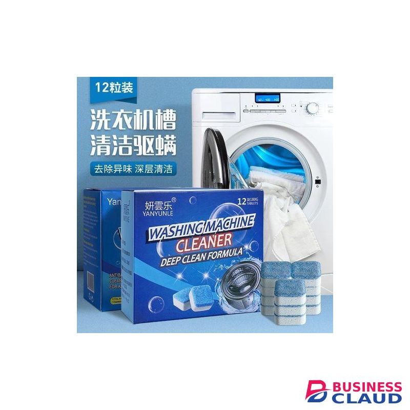 12-Piece Drum Washing Machine Cleaner Tablets - Antibacterial, Deep Decontamination & Odor Remover for All Washer Types