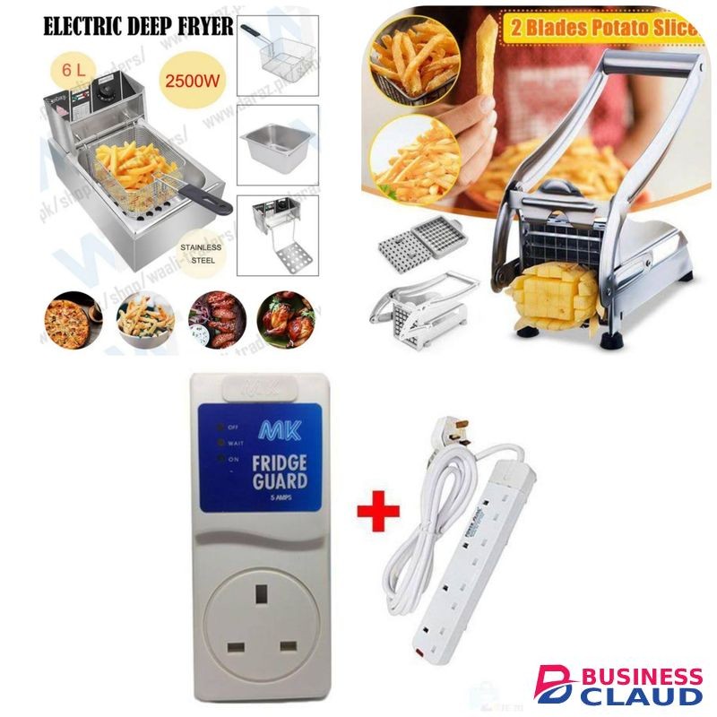 WNGREAT 6L Commercial Stainless Steel Deep-Fryer +CHIPS SLICER+FRIDGE GUARD+EXTENSION