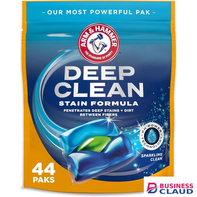 Arm & Hammer Deep Clean Stain Formula Laundry Detergent Power Paks, Laundry Stain Remover, Sparkling Clean Scent, 44 Count