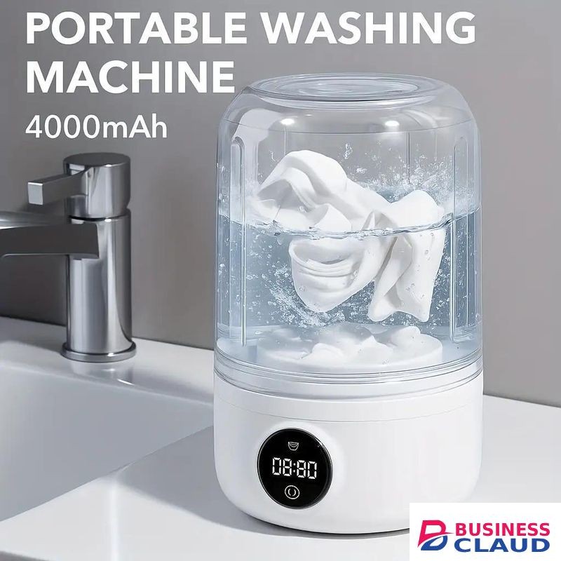 Mini Portable Washing Machine USB Rechargeable 4000mAh Battery with LED Display for Travel and Dorm