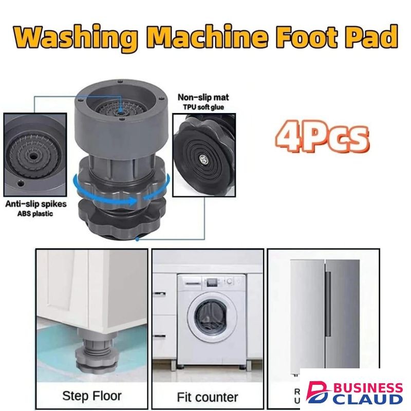 4 pcs Heavy Duty Adjustable Height Washing Machine Anti Vibration Pads, Non-Slip Furniture Feet Leveler Protectors for Washing Machines, Dryers, and Appliances