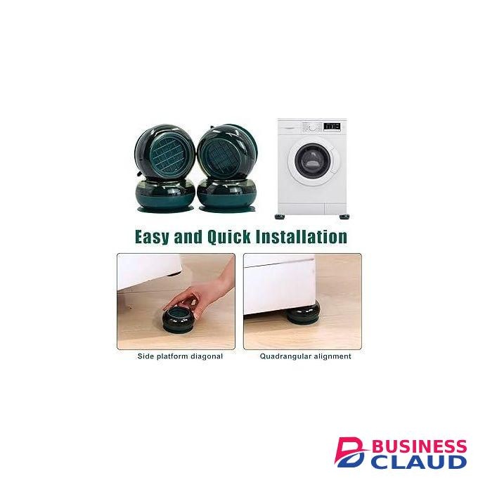 4Pcs Anti Vibration Pads for Washing Machine Stops Washer Dryer Moving, Prevents Noise, Vibration Transfer, Antivibration Stabilizer Support Feet with Suction Cup Bottom
