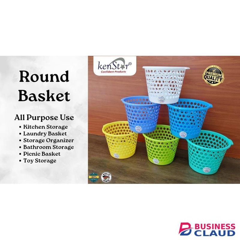 Kenstar 1pc All-Purpose Round Laundry Basket Suitable for home, hostel, and commercial use Made from strong, durable plastic, it is lightweight yet sturdy enough for carrying laundry, storing clothes, or organizing household items
