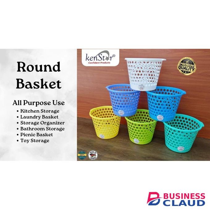 Kenstar 1pc All-Purpose Round Laundry Basket Suitable for home, hostel, and commercial use Made from strong, durable plastic, it is lightweight yet sturdy enough for carrying laundry, storing clothes, or organizing household items