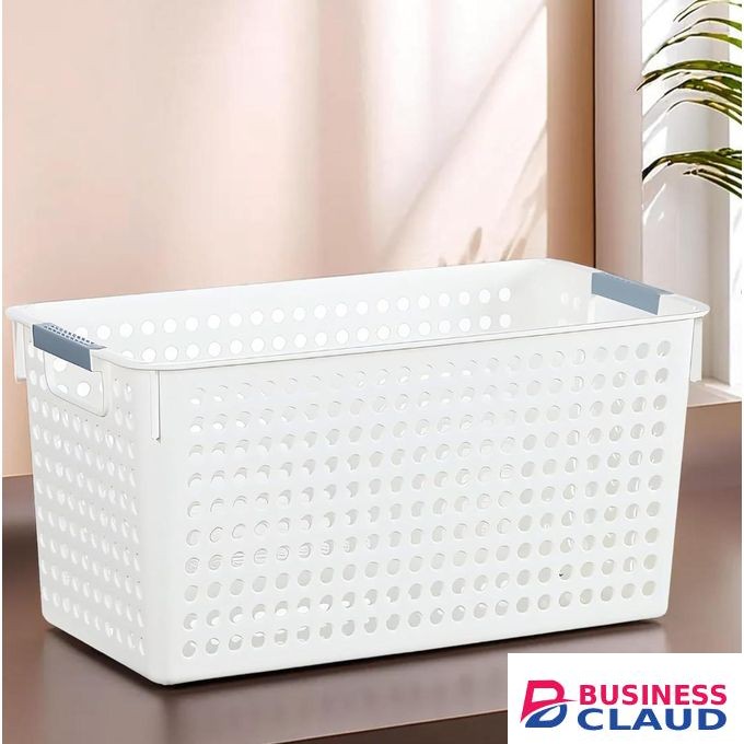 1PC WHITE MULTIPURPOSE STORAGE / PANTRY ORGANIZING BASKET / HOLLOW STORAGE BASKET
