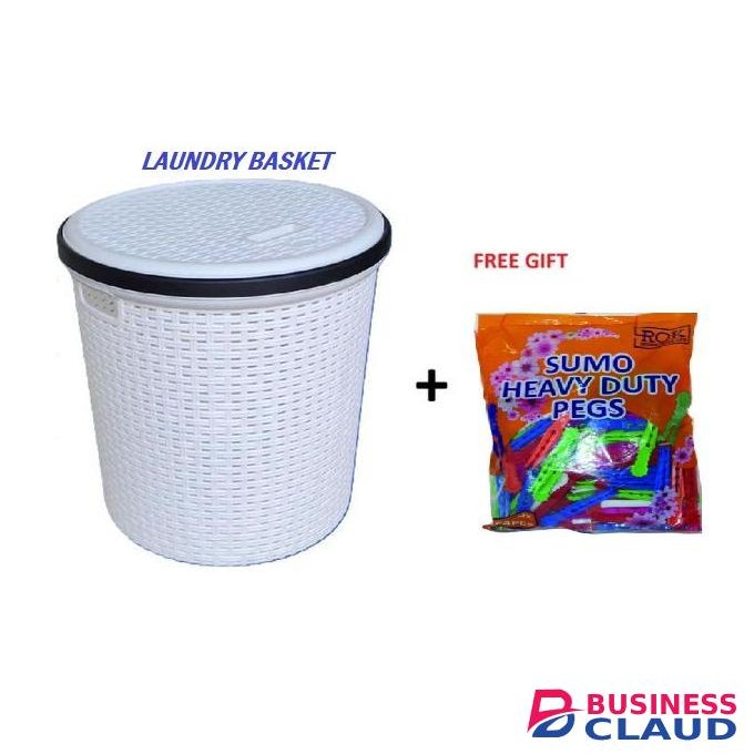 Kenstar Laundry Basket with Lid – Storage Hamper + FREE Sumo Heavy Duty Pegs (Multicolour)