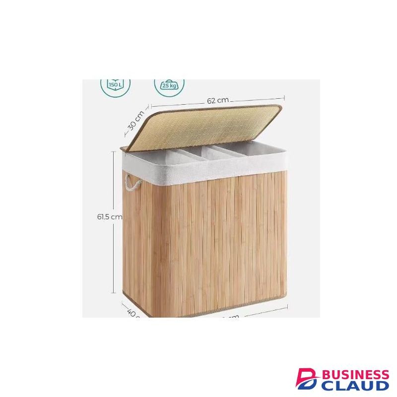 3 grid foldable bamboo laundry basket