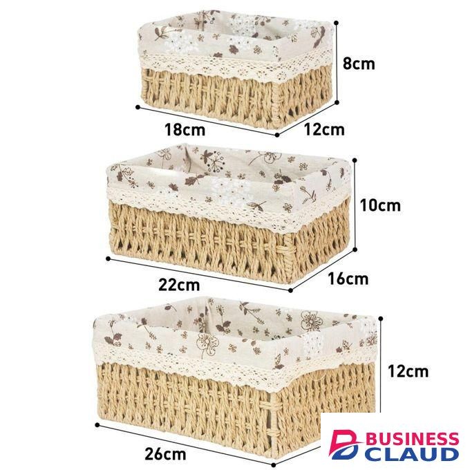 3pc wicker/rattan storage baskets