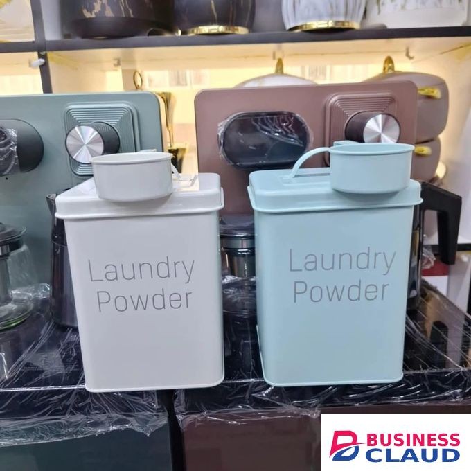 Laundry Powder Tin 3kg Capacity Airtight Storage Box With Scoop And Side Handles Durable Alloy Container For Detergent Powder Kitchen And Laundry Organization 17x12x20cm