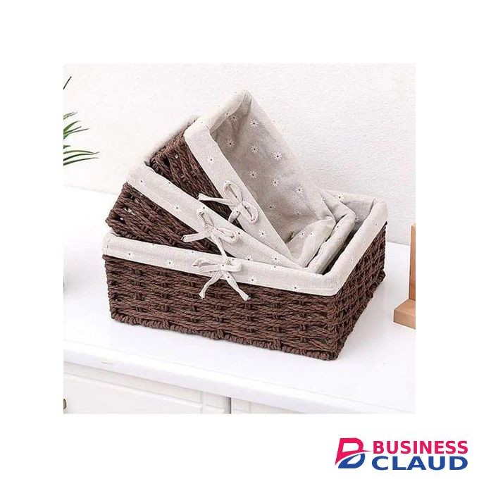 3 pcs Handmade Rattan storage baskets
