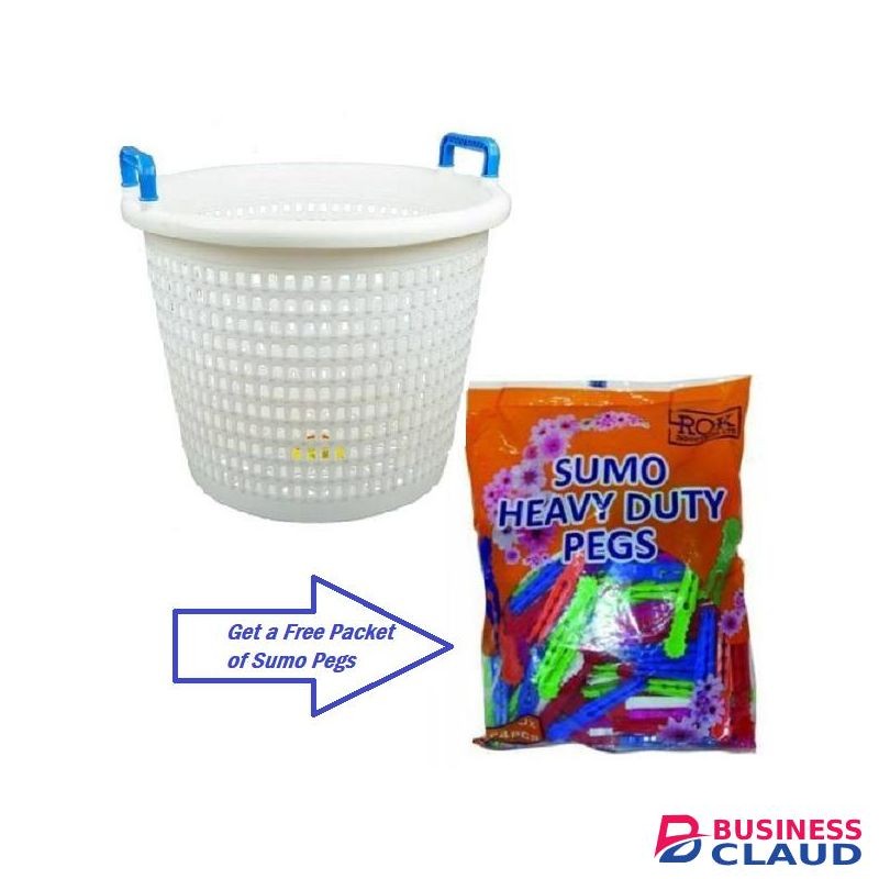 ACME Laundry Basket / Clothes Hamper (White) + FREE Sumo Heavy-Duty Pegs