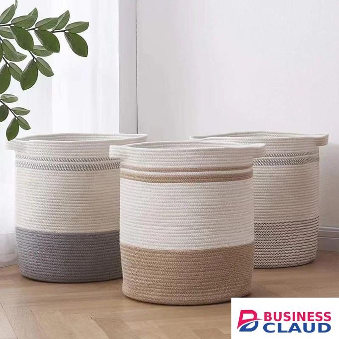 Hand Woven Multi-Purpose Basket 50x52x45cm – Durable Storage for Laundry, Toys, Home & Office Organization – Eco-Friendly Natural Material, Strong Handles, Stylish Interior Décor Accessory