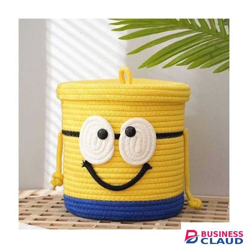 Woven Minion Themed , Cotton Rope Storage Bin For Baby, Laundry