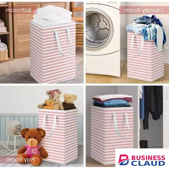 72L Laundry Basket With Lid, Sturdy Foldable Woven Style Hamper Design