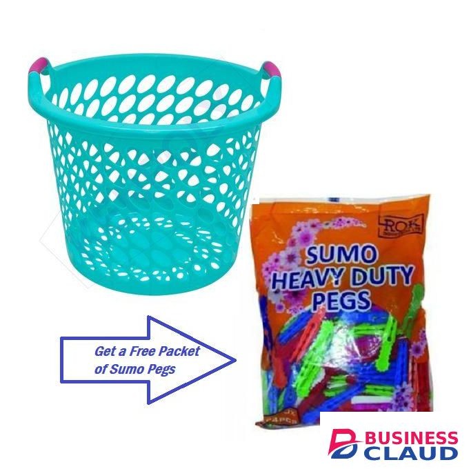 Kenpoly Laundry Basket No. 3 with Handles / Large Ventilated Clothes Hamper + FREE Sumo Heavy Duty Pegs