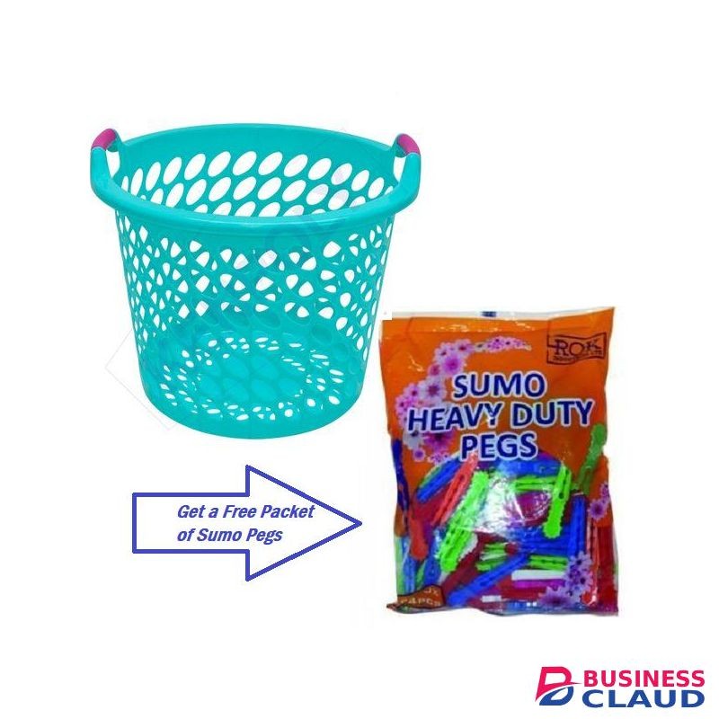 Kenpoly Laundry Basket No. 3 with Handles / Large Ventilated Clothes Hamper + FREE Sumo Heavy Duty Pegs