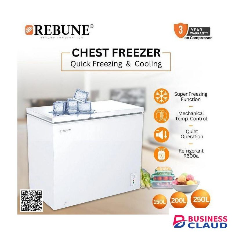 Rebune 150L Chest Freezer WITH FREE FREEZER GUARD, 1YR WARRANTY.