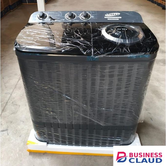 Ecomax 9KG Twin Tub Semi-Automatic Washing Machine – Dual Tub with Air-Dry Spin & Transparent Lid