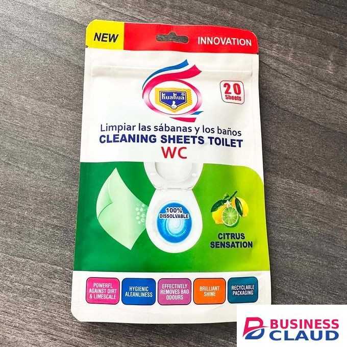 KUAKUA 20 Sheets Toilet Bowl Cleaners, (Eco) Friendly Strips, Citrus Sensation Plastic-Free Cleaning Strips, Pre-Measured & Biodegradable Efficiently Remove Stains & Odors