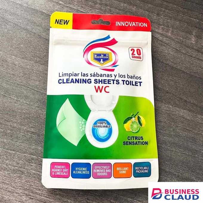 KUAKUA 20 Sheets Toilet Bowl Cleaners, (Eco) Friendly Strips, Citrus Sensation Plastic-Free Cleaning Strips, Pre-Measured & Biodegradable Efficiently Remove Stains & Odors