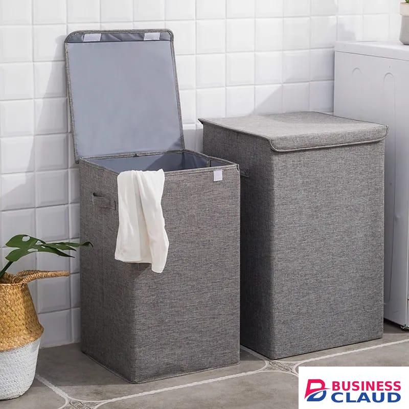 Cotton laundry basket with cover