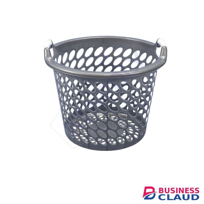 Kenpoly Laundry Basket No. 3 Plastic & Open - Top Width 58x Height 46cm - Grey/ Silver