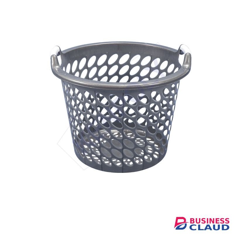 Kenpoly Laundry Basket No. 3 Plastic & Open - Top Width 58x Height 46cm - Grey/ Silver