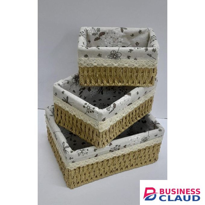 RoyalNest™ 3-in-1 Beige Handwoven Rattan Storage Basket Set – Soft Elegance & Functional Beauty