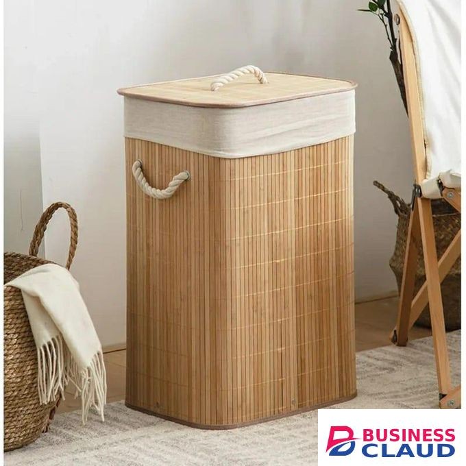 Foldable bamboo laundry basket organizer Handwoven large capacity bamboo basket