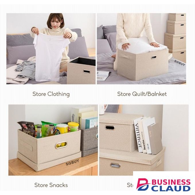 FOLDABLE LARGE STORAGE BOX WITH LID / MULTIPURPOSE STORAGE ORGANIZER / LAUNDRY BASKET