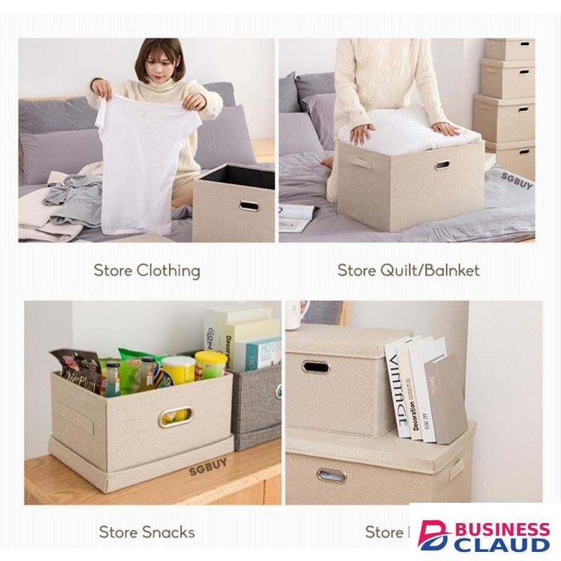 FOLDABLE LARGE STORAGE BOX WITH LID / MULTIPURPOSE STORAGE ORGANIZER / LAUNDRY BASKET