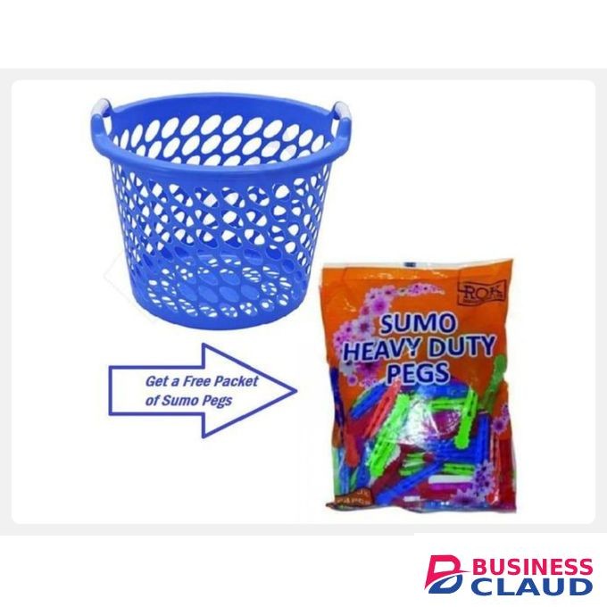Laundry Basket with Handles – Durable Multi-Purpose Washing Basket with Free Clothes Pegs It comes with free clothes pegs complete for home, hostel, or commercial use.lightweight yet sturdy, perfect for washing, soaking, carrying, or storing clothes