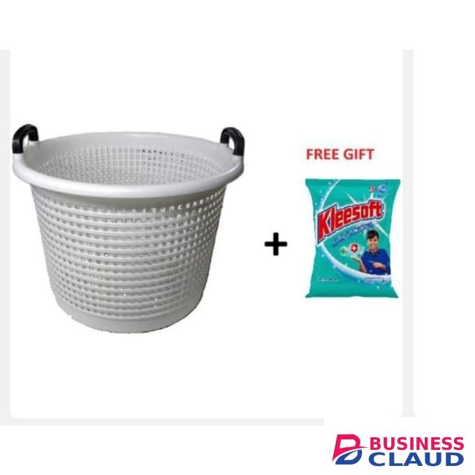 Laundry Basket with handles Multipurpose Washing Basket with Free Kleesoft Washing Powder lightweight perfect for washing, carrying, storing clothes Comes with free Kleesoft washing powder thus complete laundry solution for home, hostel or commercial use.