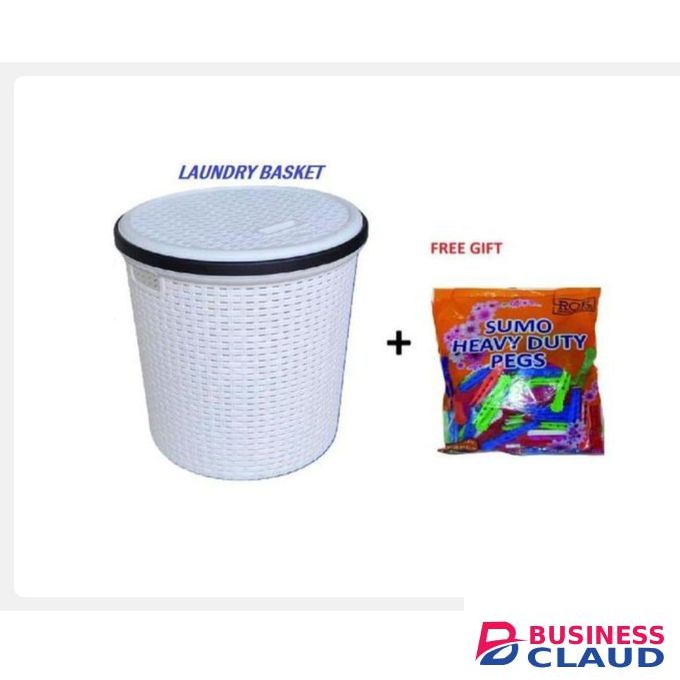 Laundry Basket Durable Multi-Purpose Washing Basket with Free Clothes Pegs