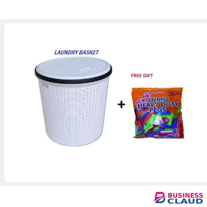 Laundry Basket Durable Multi-Purpose Washing Basket with Free Clothes Pegs