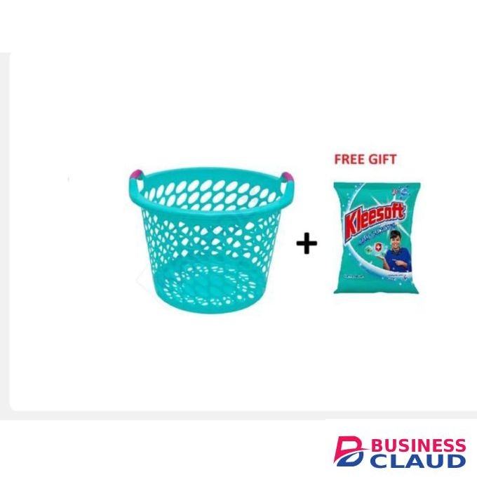Laundry Basket with handles Durable Multipurpose Washing Basket with Free Kleesoft Washing Powder perfect for washing, carrying, storing clothes. comes with free Kleesoft washing powder, thus complete laundry solution for home, hostel, or commercial use
