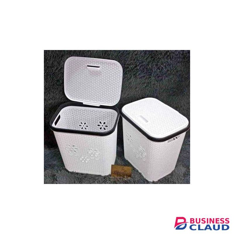 Adix White Laundry Basket With Lid Strong & Durable