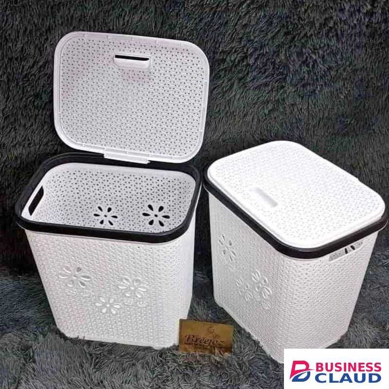 1pc Of Plastic Laundry Basket With A Lid Square-New